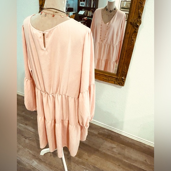 Flowy Tiered Skirt Long Sleeve Fairycore Gypsy Festival Dress Sz 22W Cottagecore - Picture 4 of 7